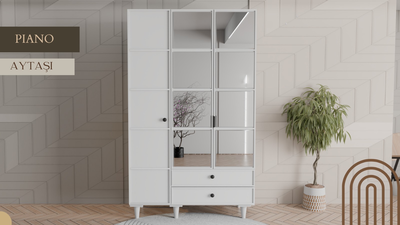 3 Kapılı Piano (Aytaşı) Dolap
